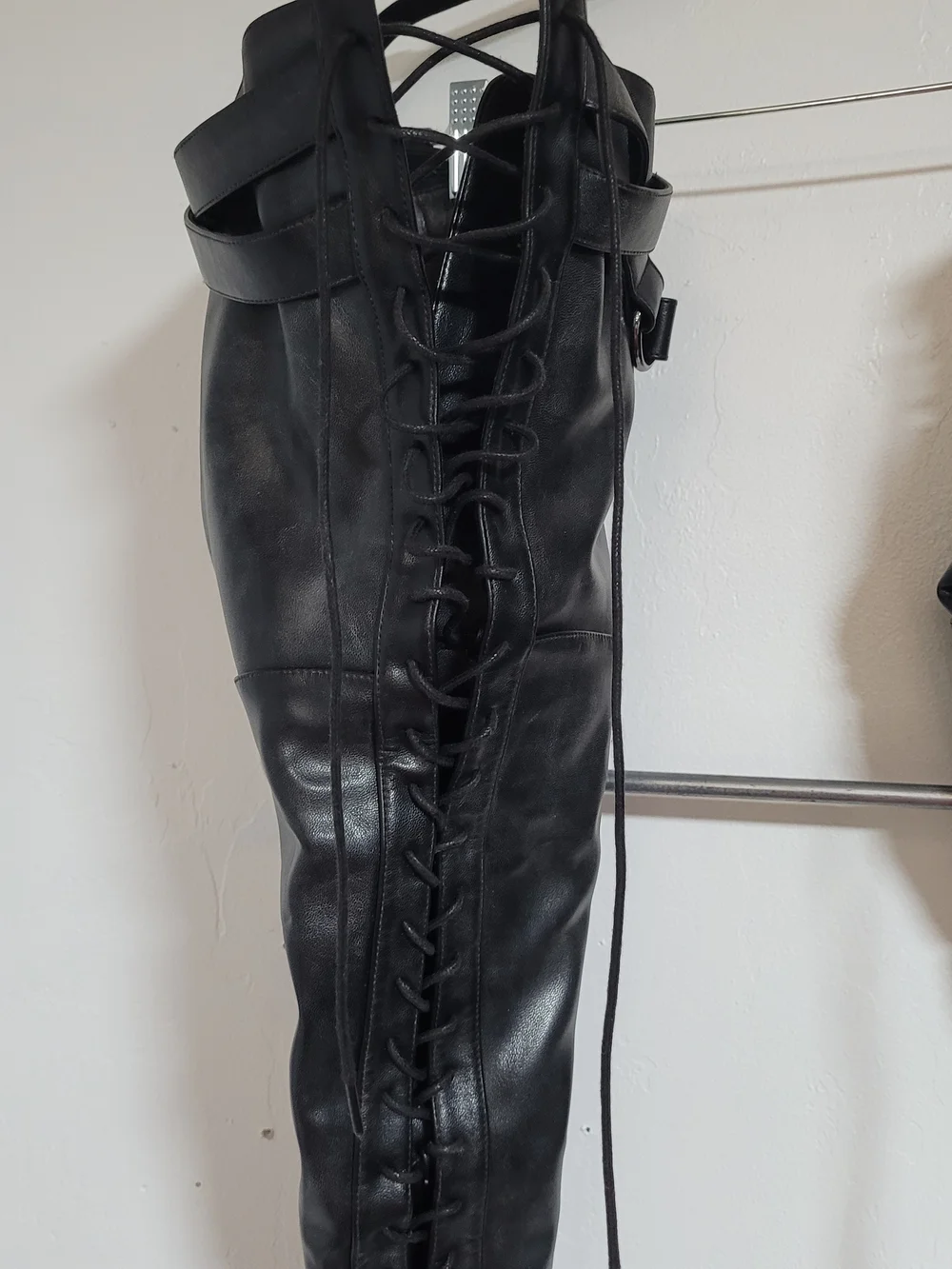 Black Over-the-Knee Lace-Up Platform Boots